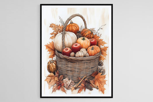 Affiche de Thanksgiving – Art d’un panier de récolte, décoration automnale