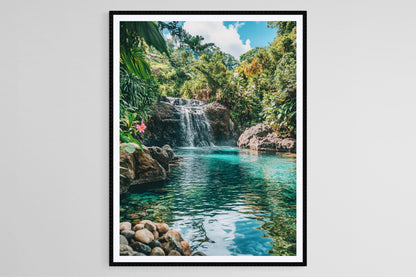 Affiche Chute d'Eau de Fiji – Poster Art de Nature Tropicale