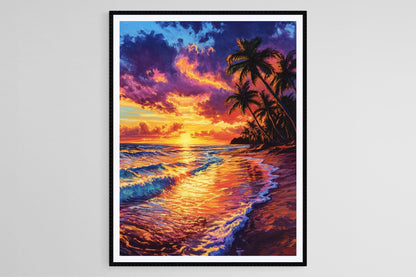 Affiche Coucher de Soleil à Natadola – Poster Art Tropical Plage