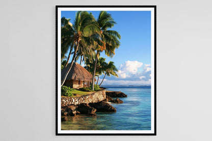 Affiche Village Fidjien – Poster Art de Mer Tropicale