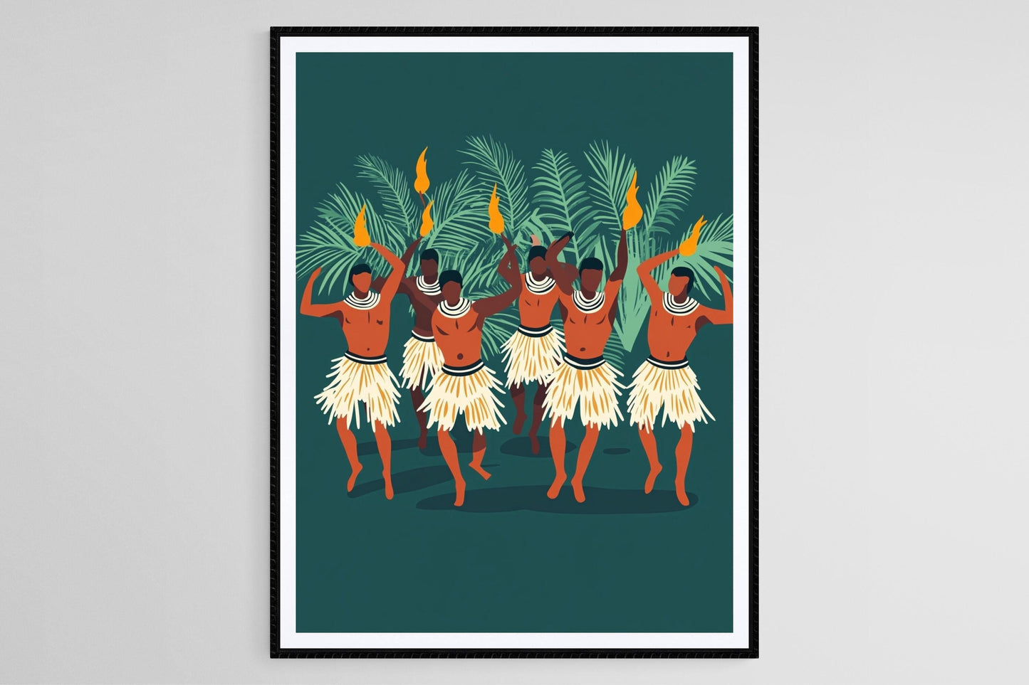 Affiche Danse de Feu Fidjienne – Art mural culture Pacifique