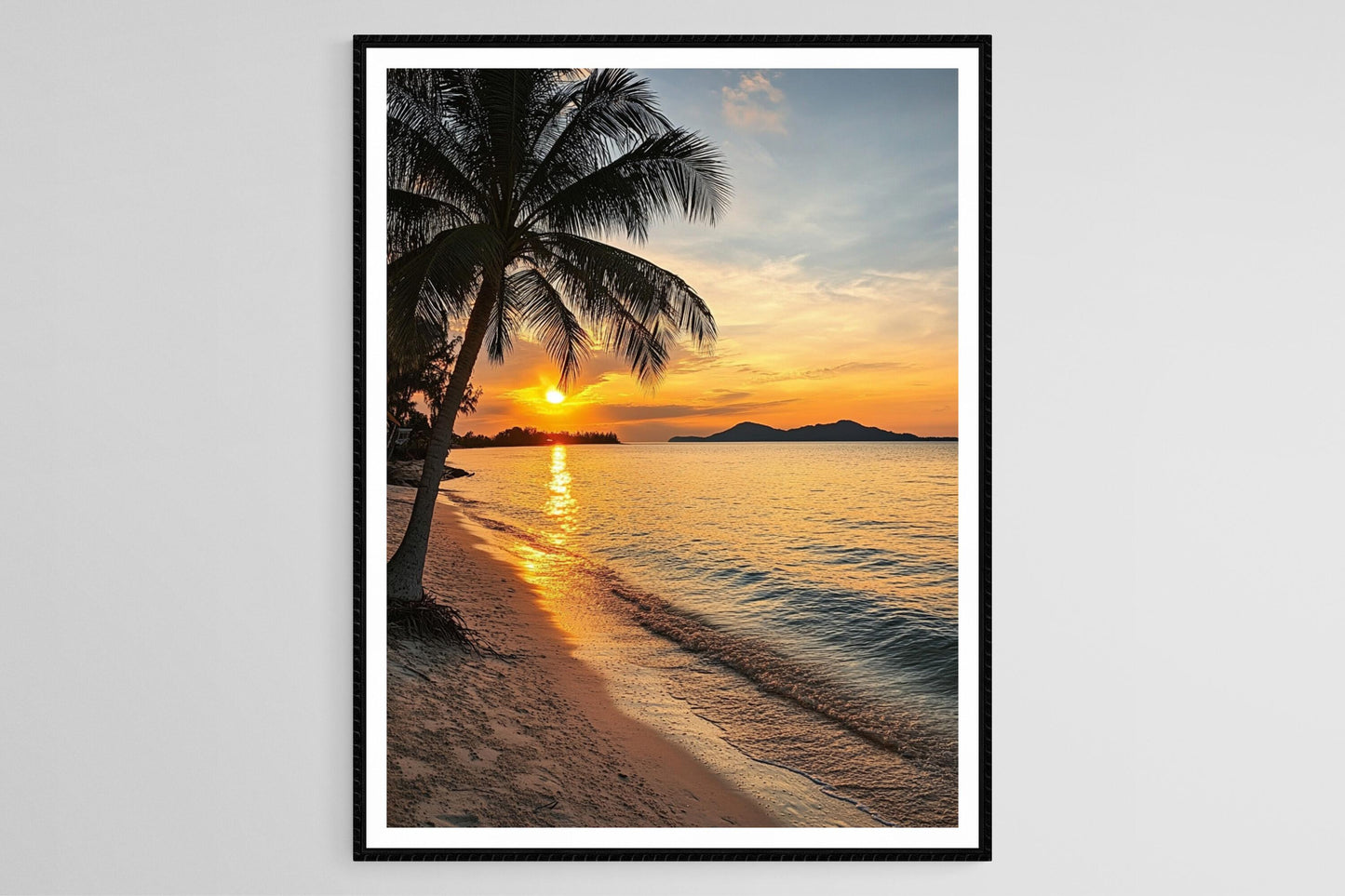Affiche Plage Tanjung Aru – Poster Coucher de soleil et Palmiers