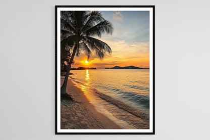 Affiche Plage Tanjung Aru – Poster Coucher de soleil et Palmiers