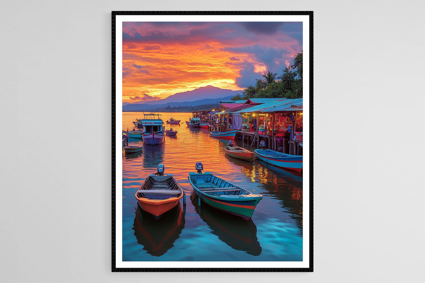 Affiche Kota Kinabalu – Impression artistique coucher de soleil sur le waterfront