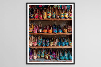 Affiche Punjabi Jutti – Poster Art Print de Chaussures Artisanales, Broderie Intricate