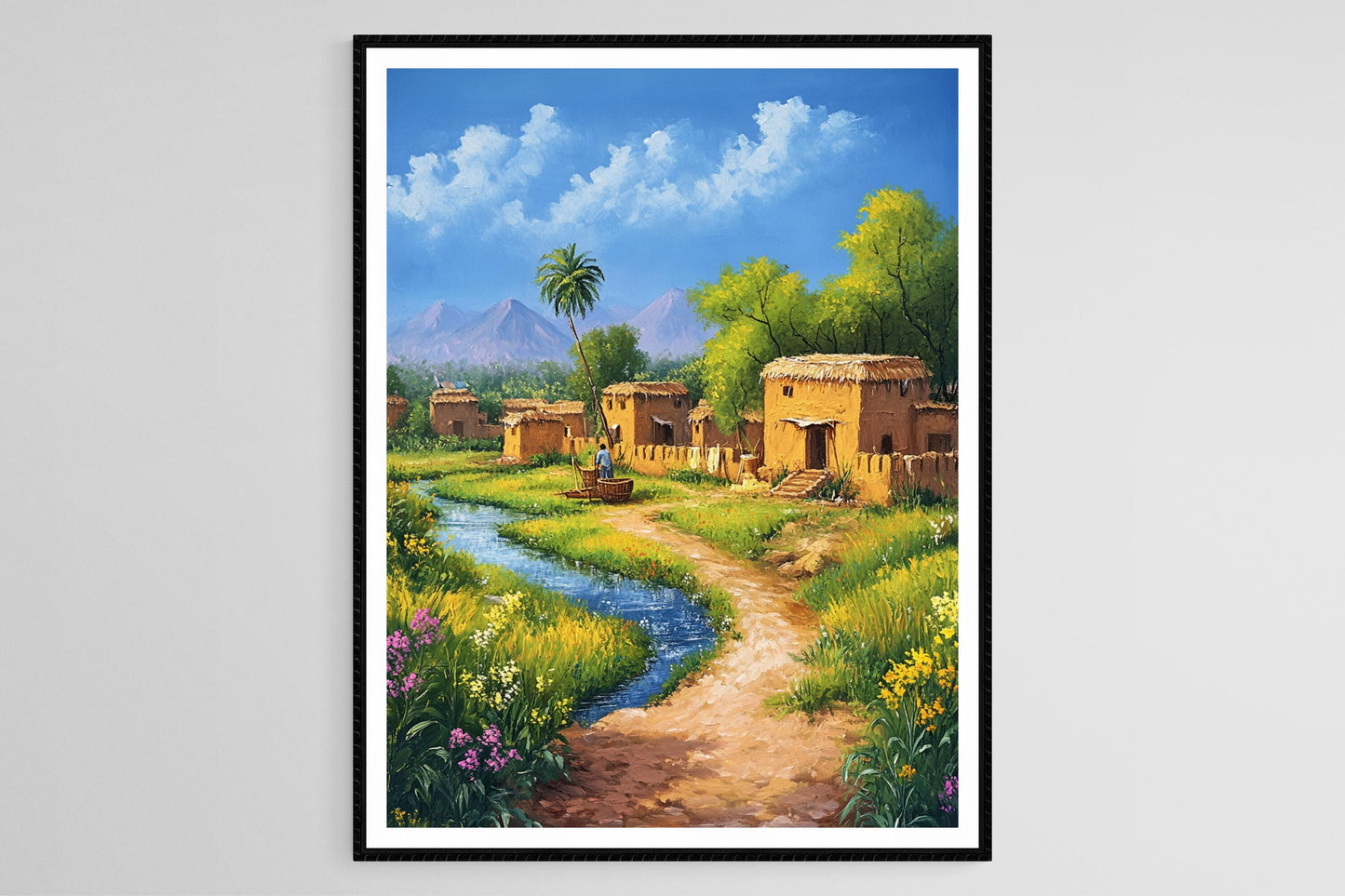 Affiche Village Punjabi – Impression Art, Paysage Rural, Maisons Traditionnelles