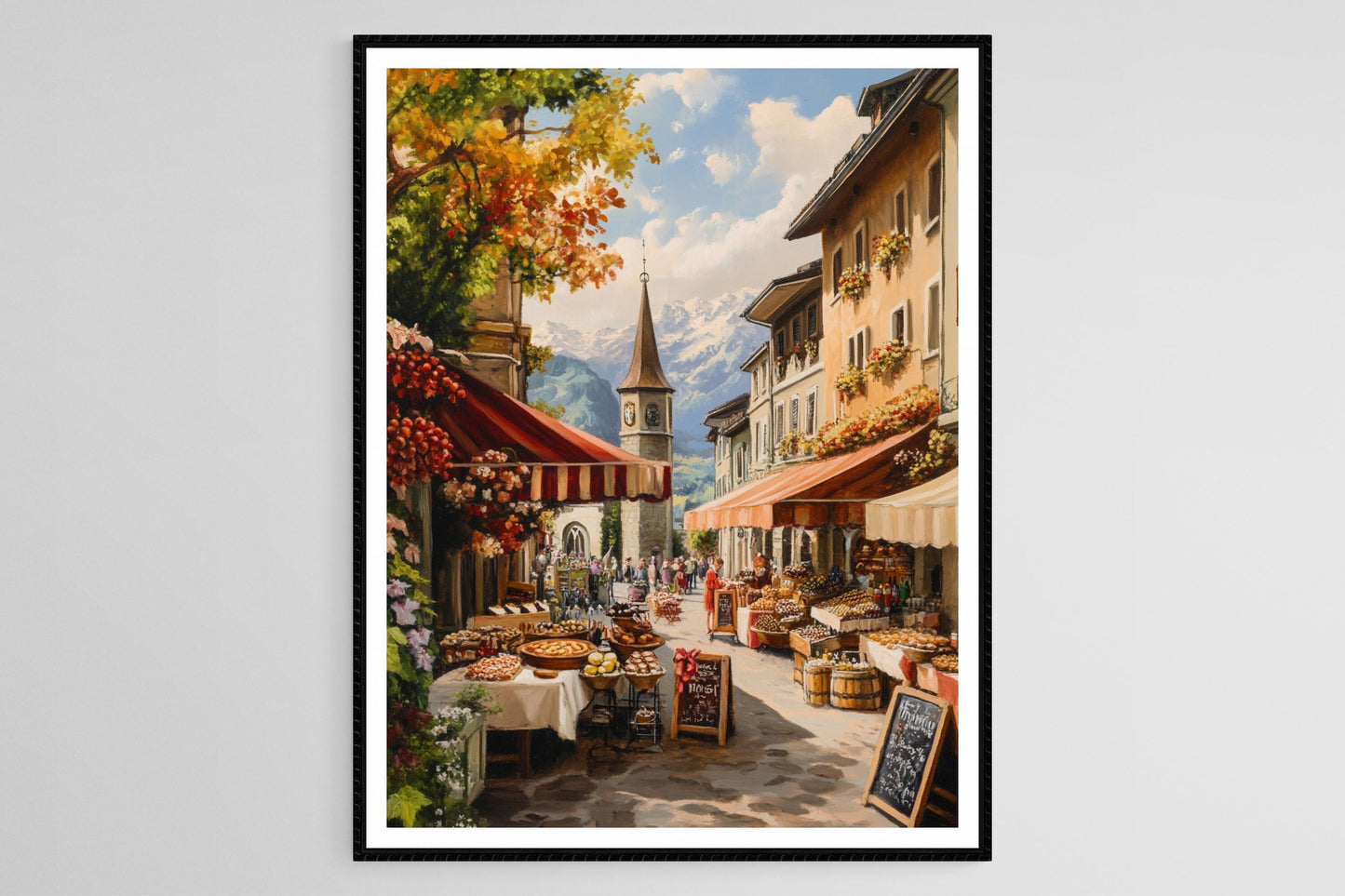 Affiche Zurich Marché Suisse – Poster Fondue et Chocolats Suisses