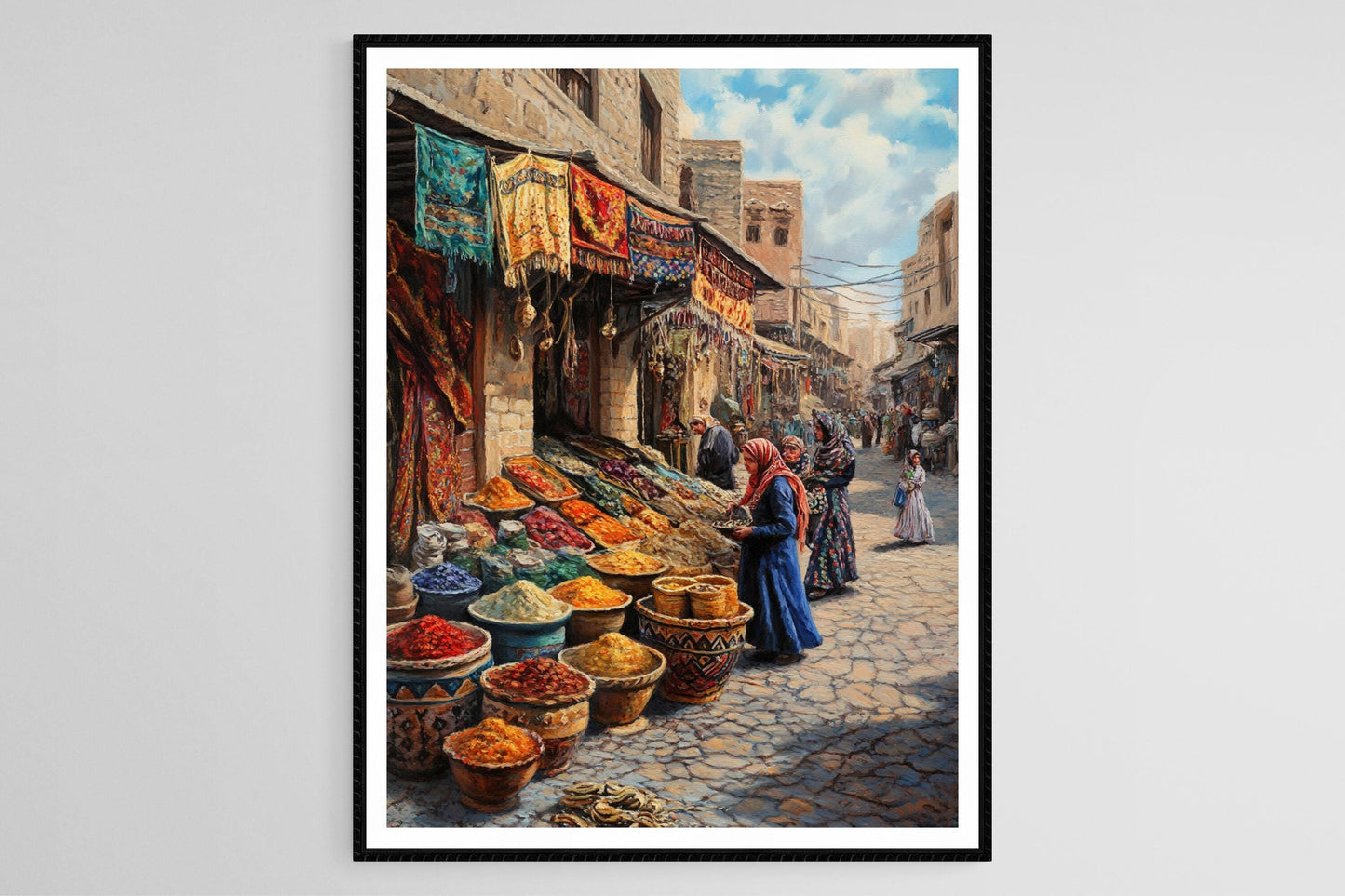 Affiche Souk de Sulaymaniyah – Poster Artisanat Kurde et Tissus Woven