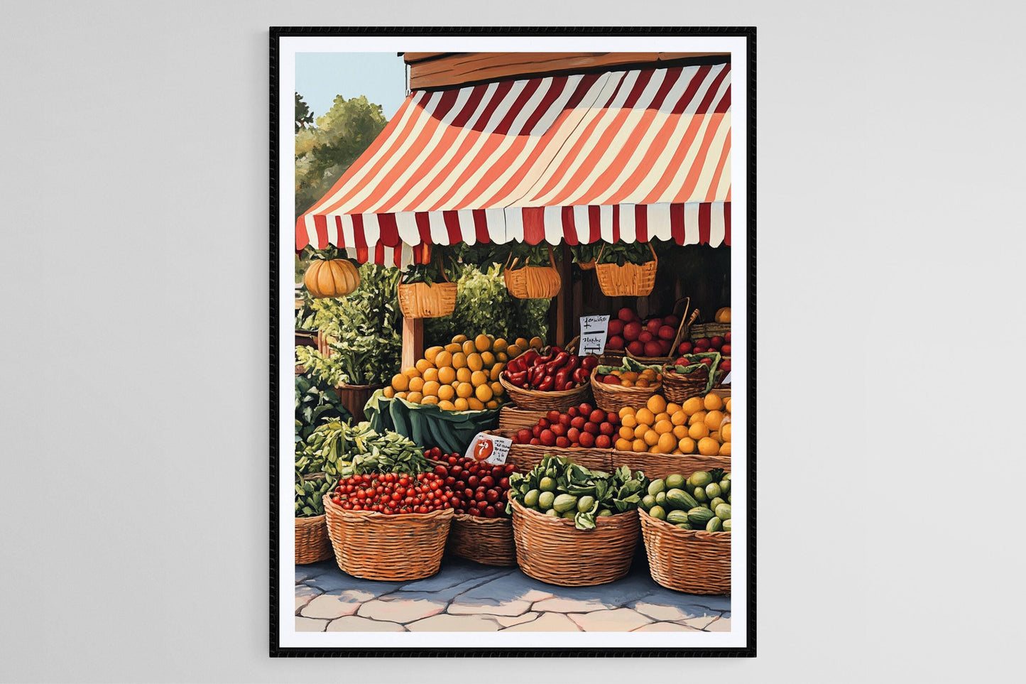 Affiche Marché Fermier – Illustration Colorée de Fruits Frais
