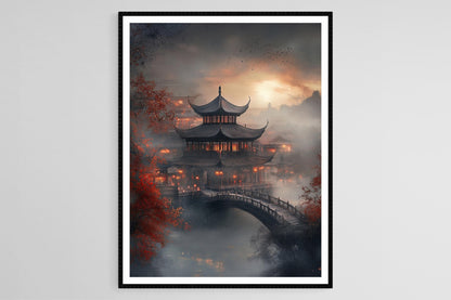 Affiche Art de la Dynastie Han – Pagodes Traditionnelles et Palais