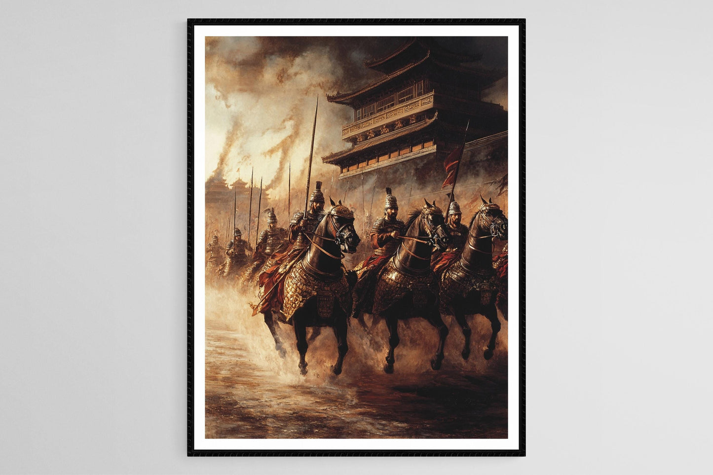Affiche Art de la Bataille de Chariot de la Dynastie Han – Scène Militaire Historique