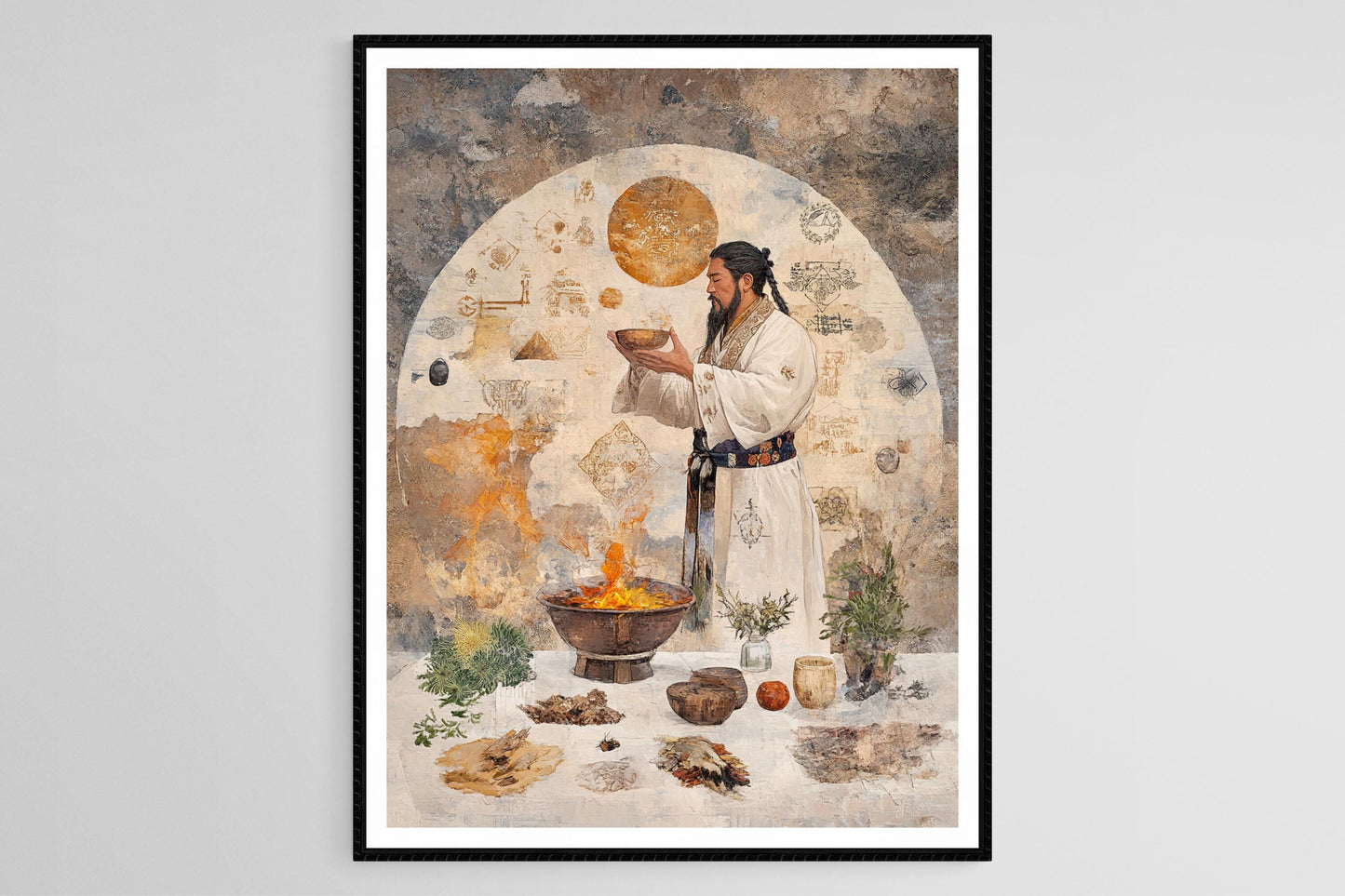 Affiche Chaman Mongol – Impression artistique des symboles spirituels