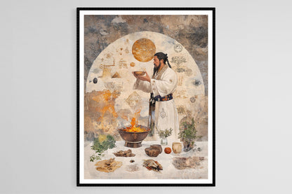 Affiche Chaman Mongol – Impression artistique des symboles spirituels