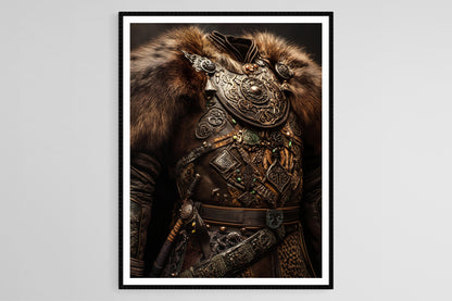 Affiche Guerrier Mongol – Art Print Armor en Cuir Traditionnel