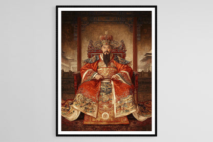 Affiche Empereur de la Dynastie Qing – Illustration Robes Impériales & Dragons