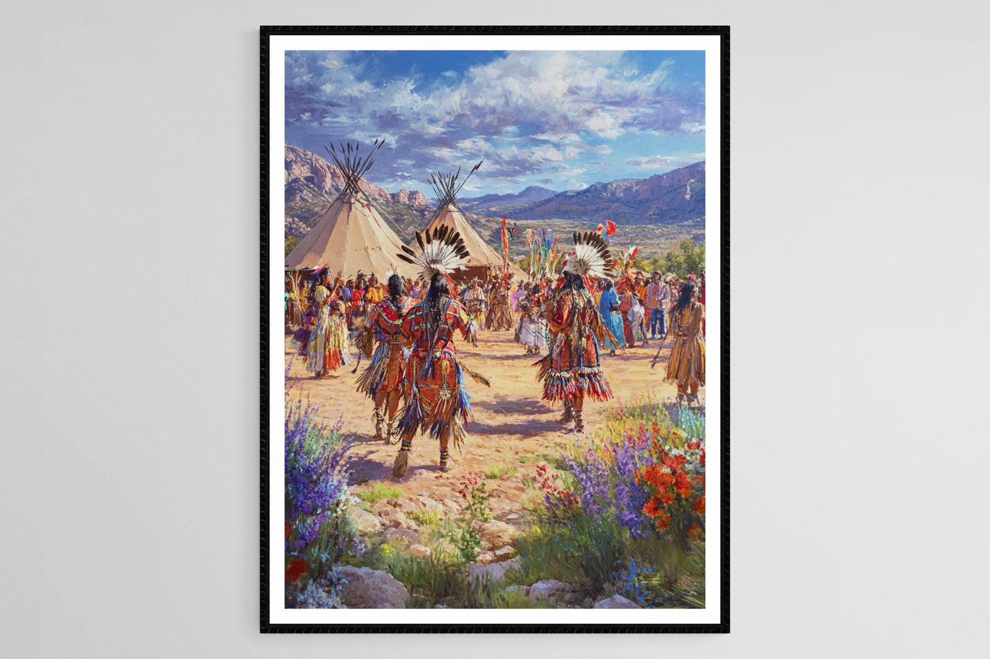 Affiche Cérémonie de Danse Pueblo – Art Tribal en Régalia Amérindienne