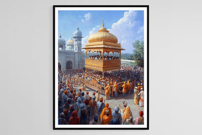 Affiche Palki Sahib – Art Print Sikh avec Gurdwara et dévotion