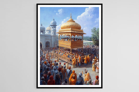 Affiche Palki Sahib – Art Print Sikh avec Gurdwara et dévotion