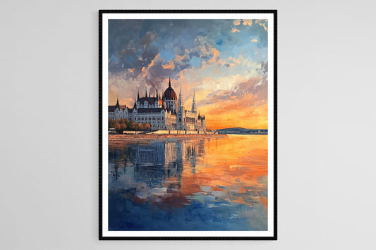 Affiche Parlement Hongrois – Poster Coucher de soleil sur le Danube