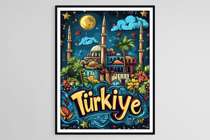 Affiche Istanbul – Illustration Colorée, Souvenir Turc