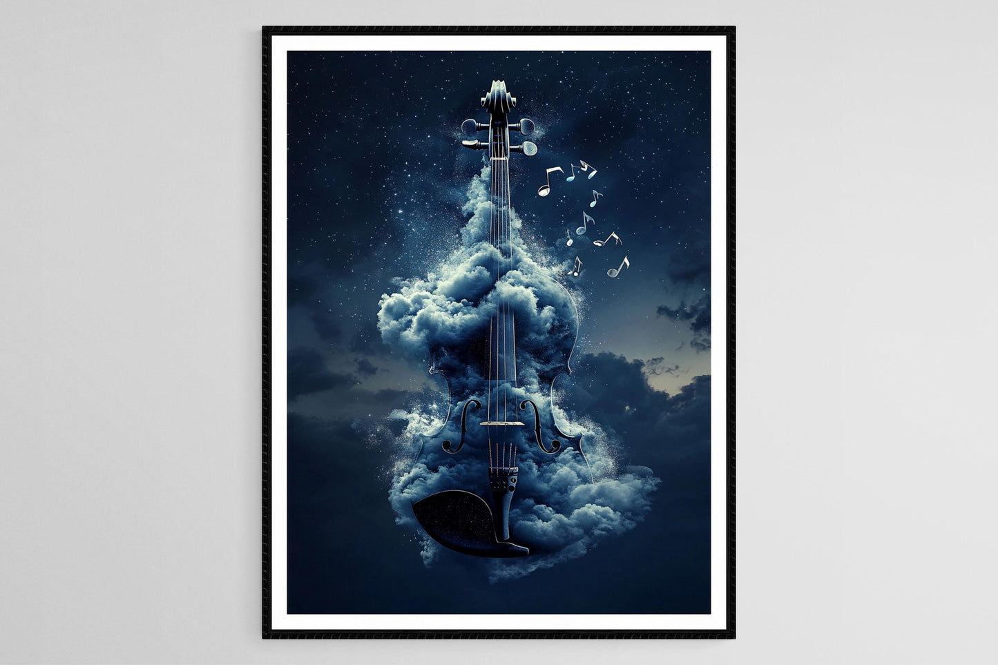 Affiche Violon Fantastique – Poster Ciel Crépusculaire et Poussière Musicale