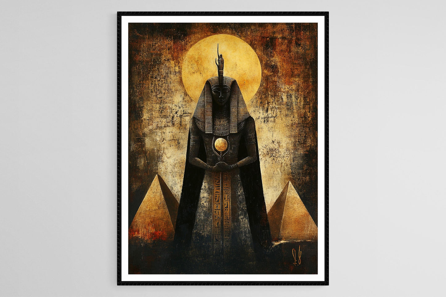 Affiche Osiris – Impression artistique du Roi Éternel et des Pyramides au Lever du Jour