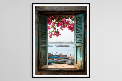 Affiche Chennai – Impression Art Marina Beach et Fenêtres Hibiscus