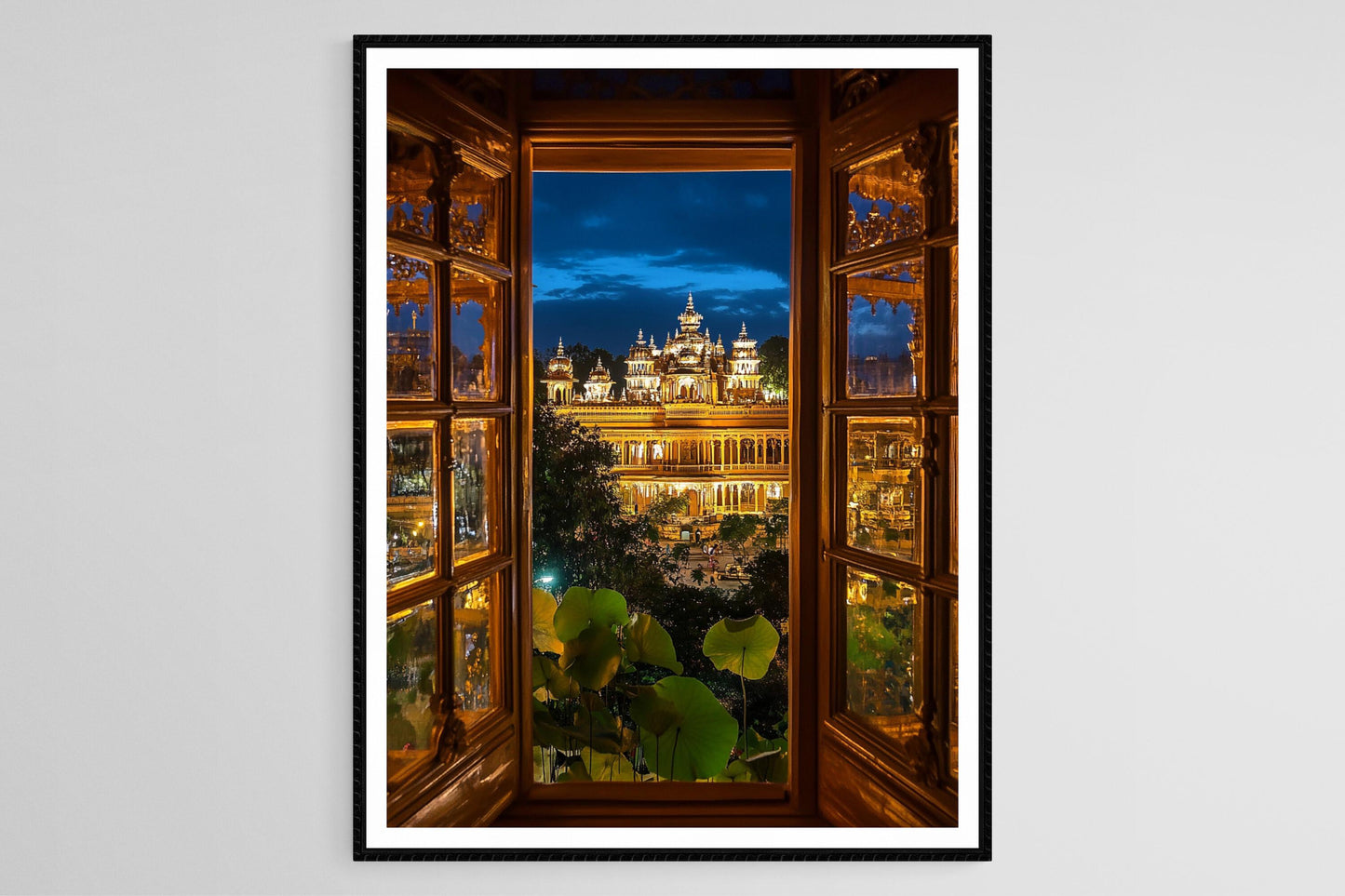 Affiche Mysore, Karnataka – Poster Palais de Mysore et Fenêtres Lotus