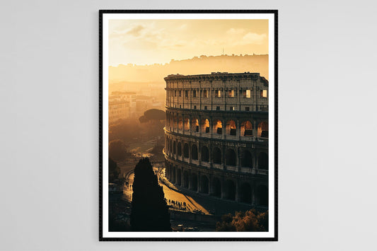 Affiche Colisée – Poster Silhouette de Rome à l'aube et Ombres anciennes