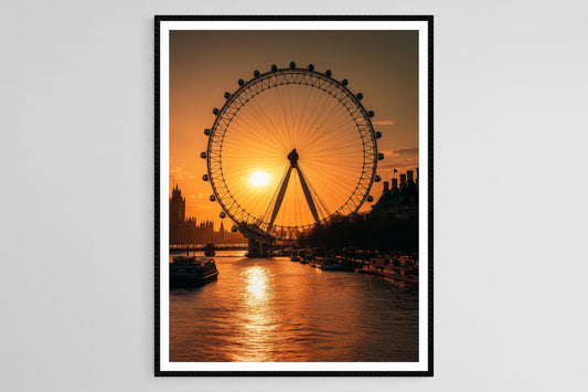 Affiche Londres – Poster Silhouette de la London Eye au crépuscule