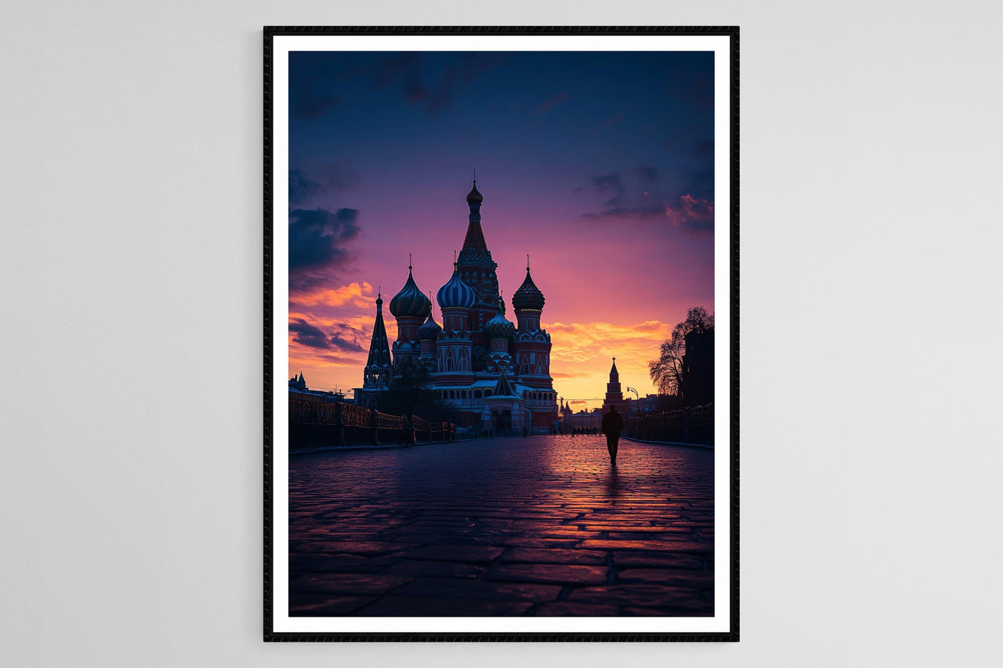 Affiche Saint-Basile – Poster Silhouette de Moscou au lever du soleil