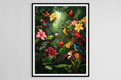 Affiche de la forêt tropicale de Papouasie-Nouvelle-Guinée – Oiseaux et nature luxuriante