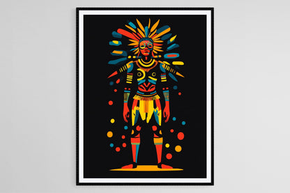 Affiche Guerrier de Papouasie-Nouvelle-Guinée – Art Tribal avec Peinture Corporelle