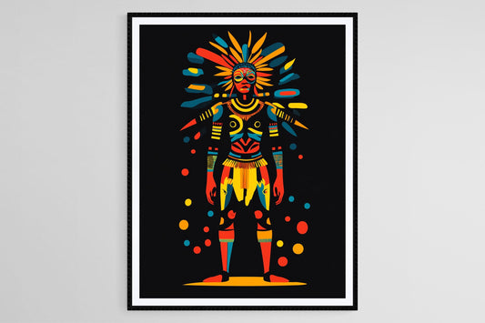 Affiche Guerrier de Papouasie-Nouvelle-Guinée – Art Tribal avec Peinture Corporelle