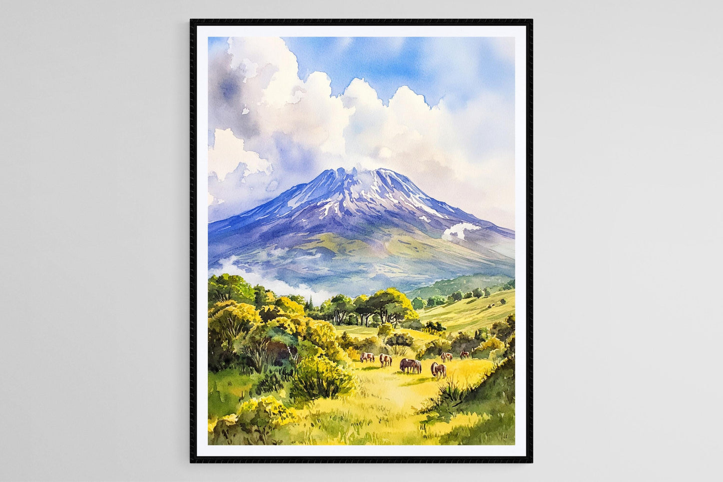 Affiche Mont Kilimandjaro – Art aquarelle de la faune africaine