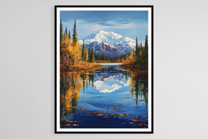 Affiche Reflet de Denali – Poster Paysage d'Automne en Alaska