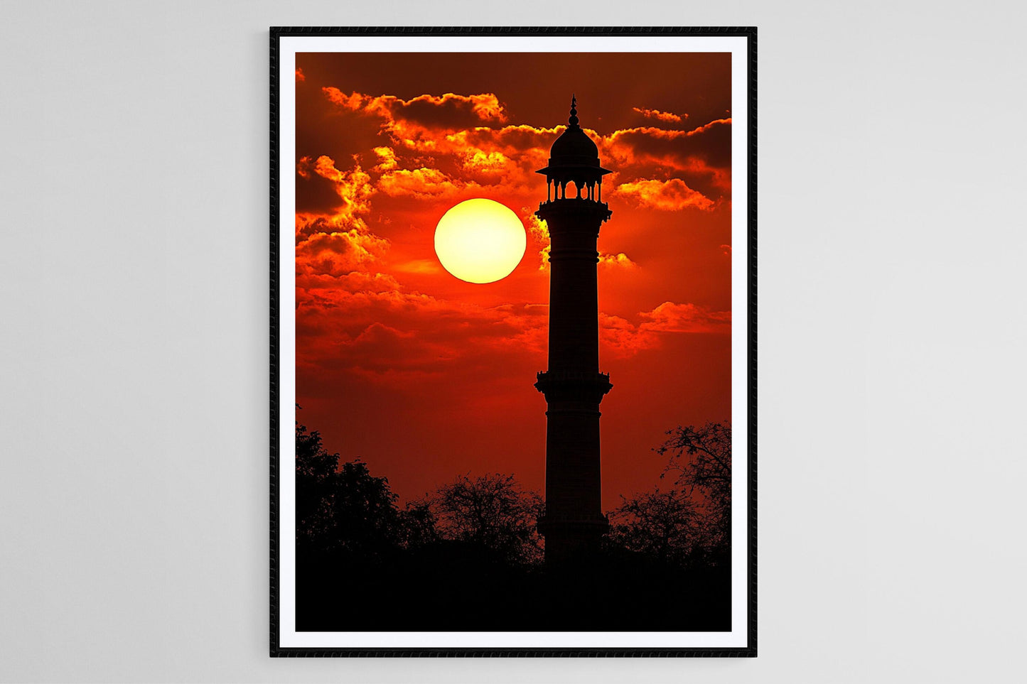 Affiche Coucher de Soleil Qutub Minar – Poster Silhouette de Delhi
