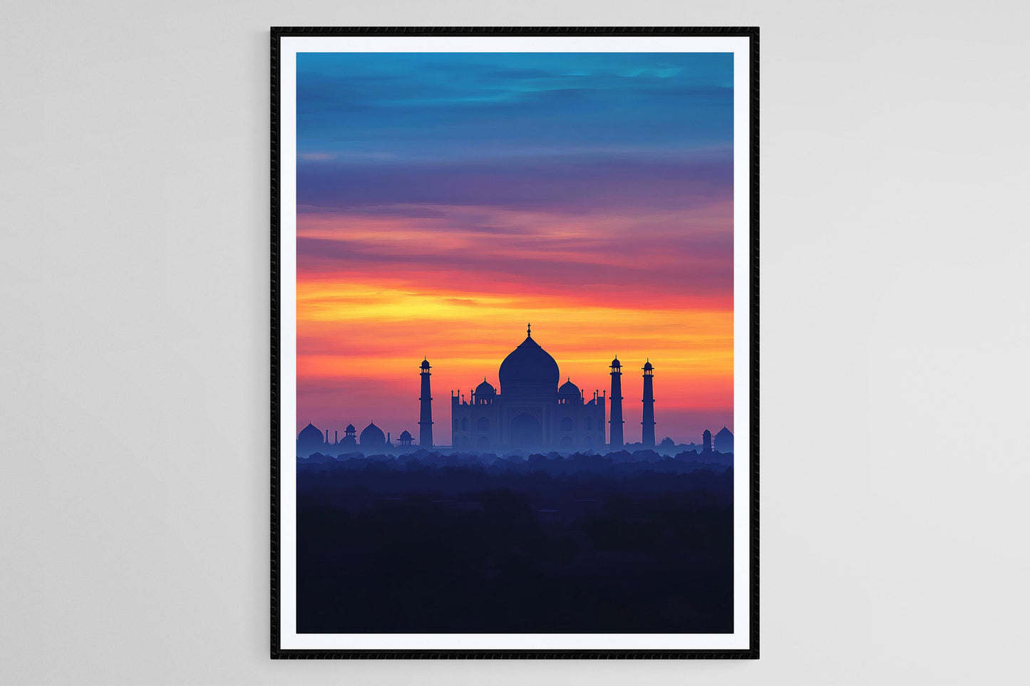 Affiche Taj Mahal – Poster Silhouette au coucher de soleil à Agra