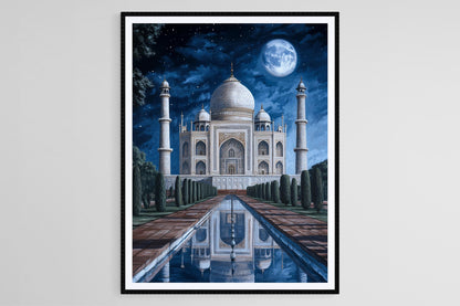 Affiche Taj Mahal au Clair de Lune – Décor Murale Amour Éternel