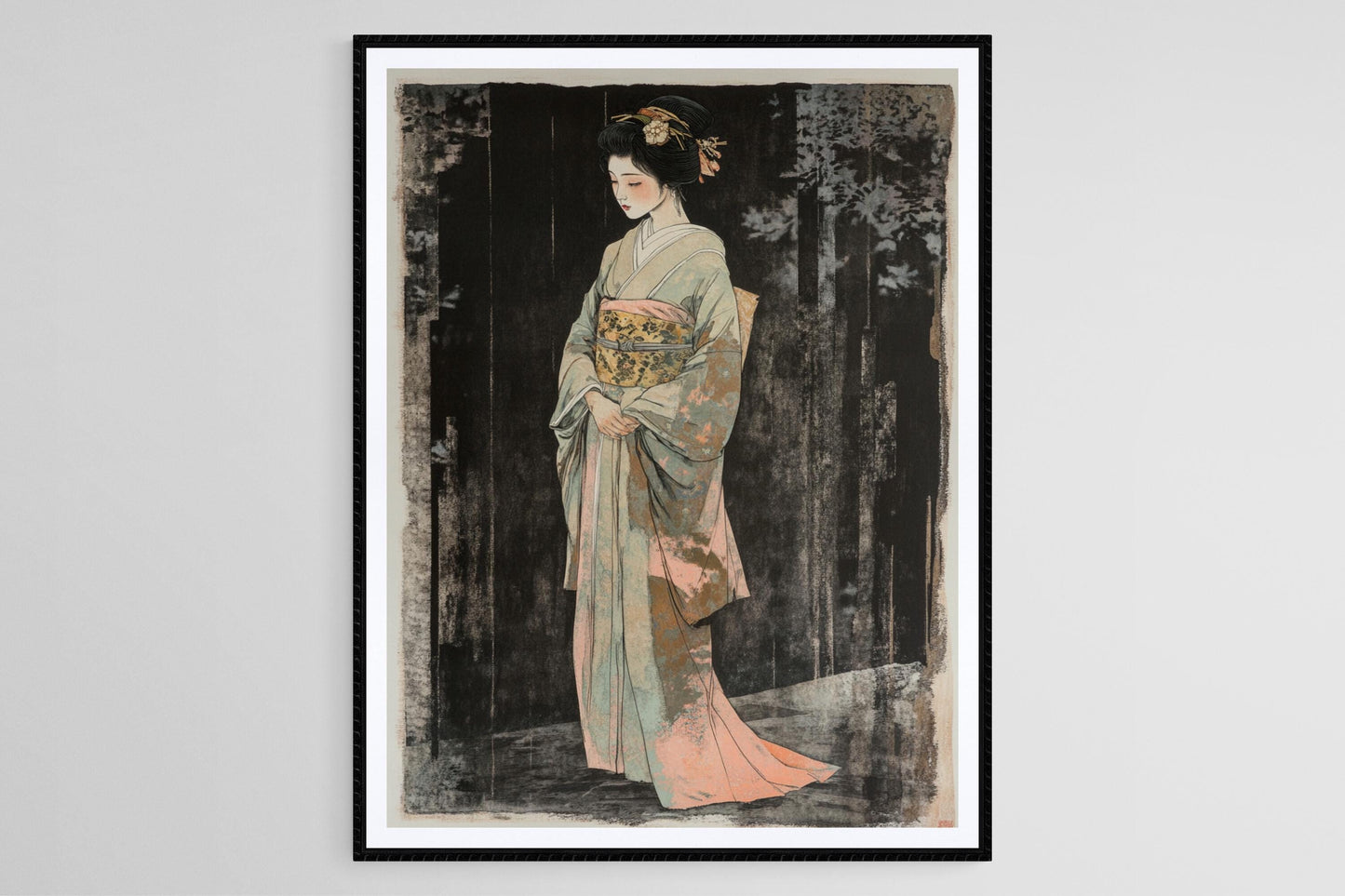 Affiche Femme en Kimono – Impression d'Art Japonaise Élégante