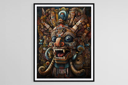 Affiche Tezcatlipoca – Poster du Dieu Azteque de la Nuit et de la Sorcellerie