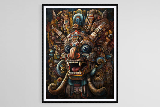 Affiche Tezcatlipoca – Poster du Dieu Azteque de la Nuit et de la Sorcellerie