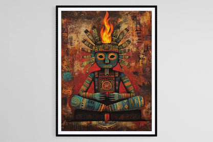 Affiche Huehueteotl – Poster de l'Art du Dieu Aztec du Feu