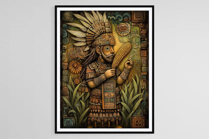 Affiche Centeotl – Poster de l'Art Aztec du Dieu du Maïs et de la Fertilité