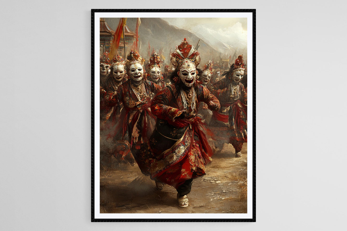 Affiche Danse Masquée Népalise – Poster Art Traditionnel de Festival