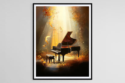 Affiche Piano Rêveur – Poster Élégant pour Décor de Salle de Musique
