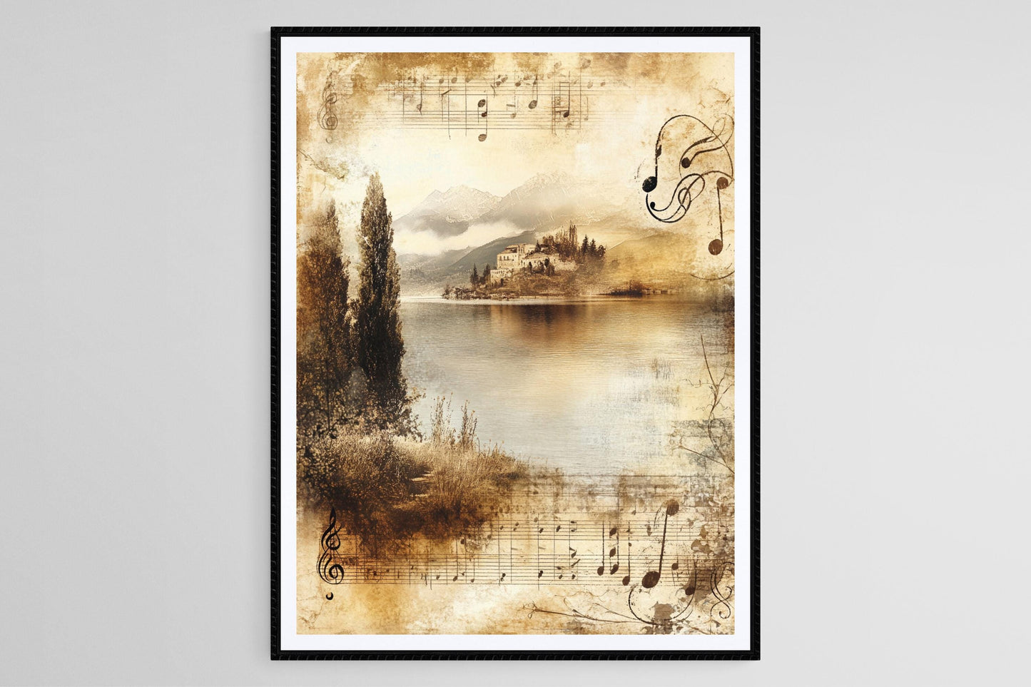 Affiche Paysage Musical – Imprimerie de Notes Apaisantes et Vue Scénique