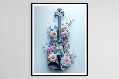 Affiche Violon Floral – Art Élégant de Musique et Nature