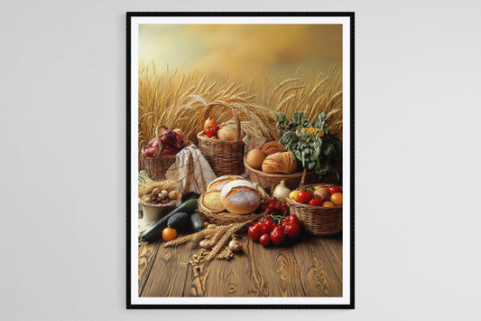 Affiche Festival de la Récolte – Poster Champs de Blé Rustiques et Abondance de la Nature