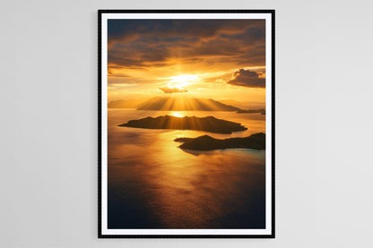 Affiche Lever de soleil à Fidji – Poster Décor lumineux sur l'océan